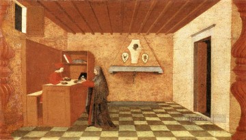 パオロ・ウッチェロ Painting - 冒涜されたホストの奇跡 シーン 1 ルネサンス初期 パオロ・ウッチェロ